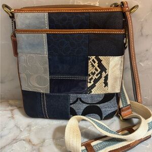 Coach Patchwork Crossbody Bag in Blue and Tan